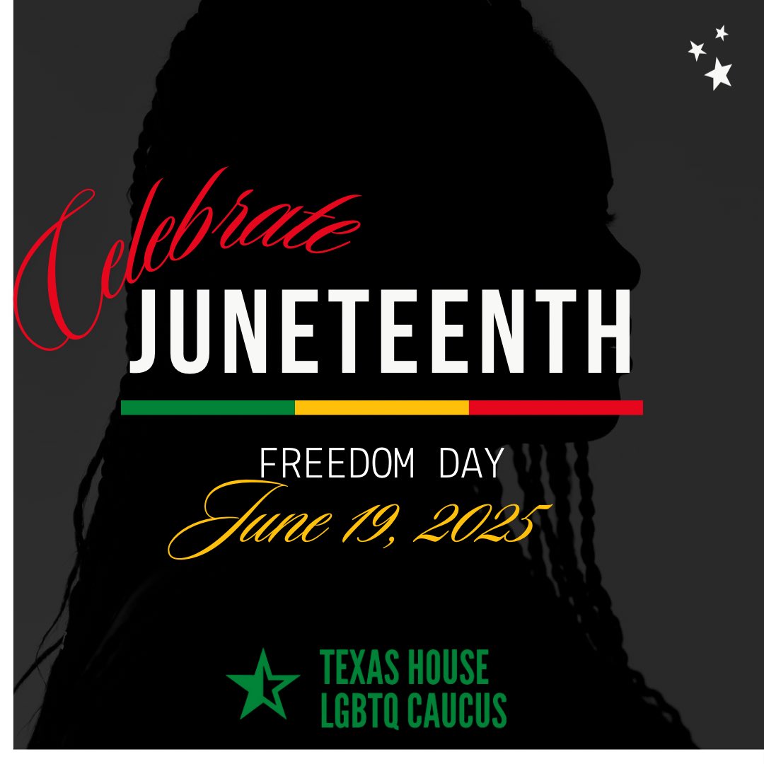 txlgbtqcaucus's tweet image. It's #Juneteenth! Today, we celebrate the end of enslavement in Texas. Today is also a reminder that our state must never stop working toward true freedom & equity.
The struggle for Black liberation continues & we must always fight on the side of equity & justice.
#txlege