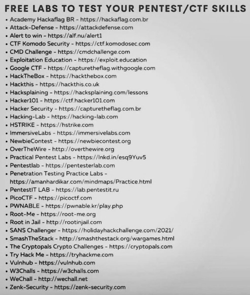 Free Labs to Test Your PenTest/CTF Skills