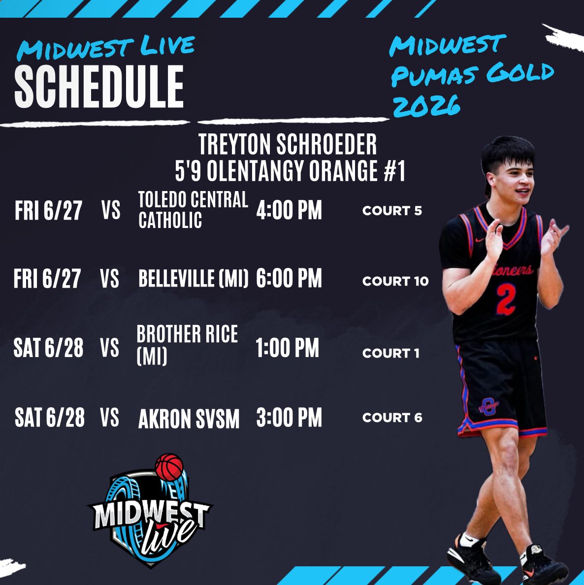 Treyton Schroeder’s schedule for #MWLive2k25 ! <a href="/_treyschroeder_/">Treyton Schroeder</a> #MidwestFamily
