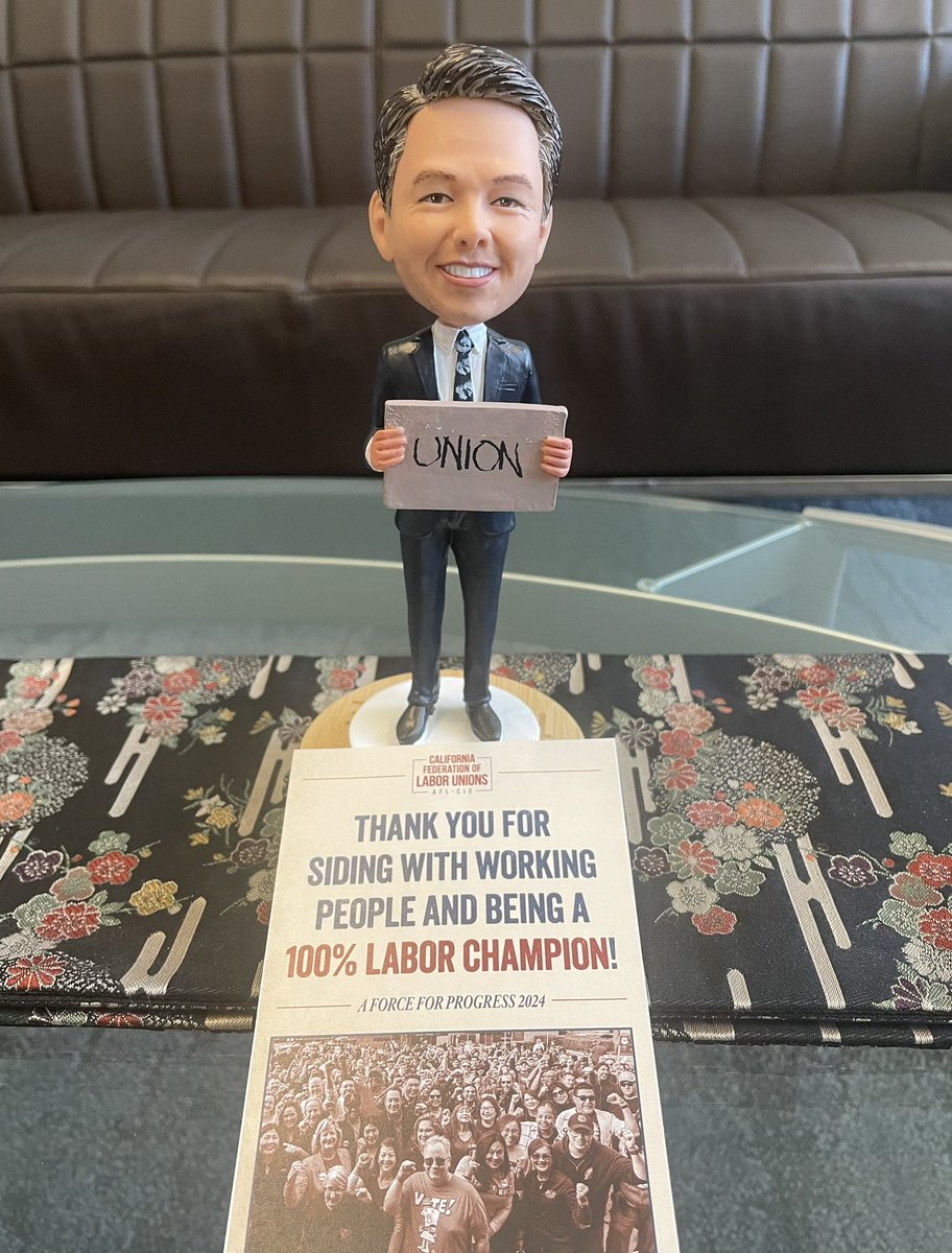 Al Muratsuchi (@amuratsuchi) on Twitter photo Honored to receive another <a href="/CaliforniaLabor/">California Federation of Labor Unions</a> Fed 💯 % Labor Champion bobblehead!
I stand for working people and families! Honored to receive another <a href="/CaliforniaLabor/">California Federation of Labor Unions</a> Fed 💯 % Labor Champion bobblehead!
I stand for working people and families!