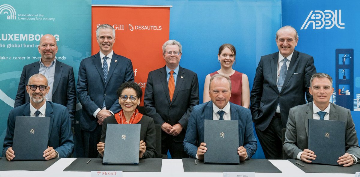 Deligthed to announce the signing of a strategic partnership with <a href="/DesautelsMcGill/">McGill Desautels</a>, <a href="/ABBLbanking/">ABBL</a> &amp; <a href="/ALFIfunds/">ALFI</a> by Finance Minister <a href="/RothGilles/">Gilles Roth</a> launching the very first Master of Management in #Finance in #Luxembourg and in #Europe 🇱🇺 
⏩️ mcgill.ca/desautels/arti…
