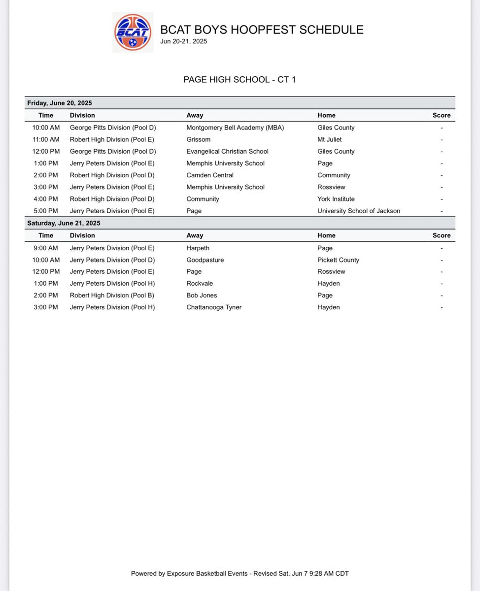 wcsPHShoops's tweet image. Page is excited to be a host for @BCATHOOPS on Friday and Saturday. Here is the BCAT schedule of games taking place at Page!