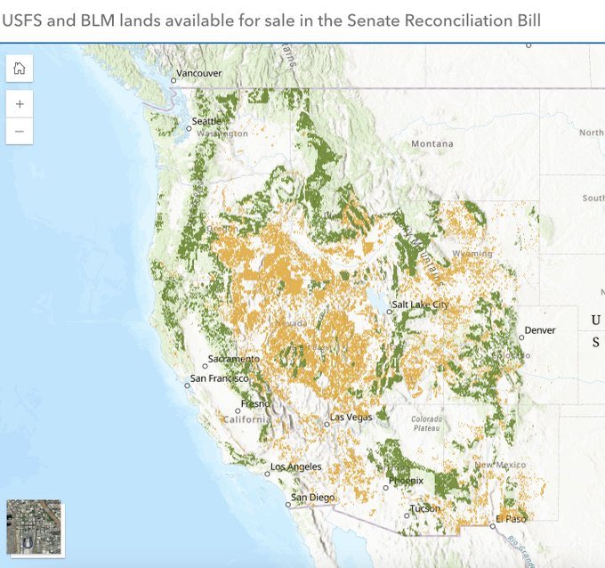 #Resist #CombatTrumpism #WinTheVote26 #VoteBlue #wtpBLUE WE THE PEOPLE wtp2766
 
Senate Republicans have introduced a plan to sell off 250 million acres of our public lands in 11 western states as part of their big, ugly bill. Our federal public lands should not be sold to the