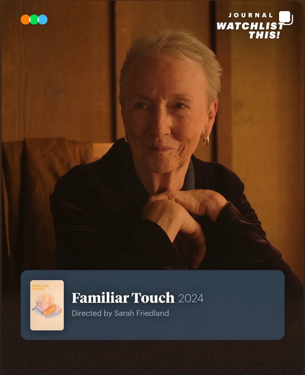 Isaac Feldberg (@isaacfeldberg) on Twitter photo Pleased to write in praise of FAMILIAR TOUCH for <a href="/letterboxd/">Letterboxd</a>’s Watchlist This! feature — a most tender, warm, tactile exploration of memory, aging, and desire, with a magnificent performance by Kathleen Chalfant at its center, out this week. Pleased to write in praise of FAMILIAR TOUCH for <a href="/letterboxd/">Letterboxd</a>’s Watchlist This! feature — a most tender, warm, tactile exploration of memory, aging, and desire, with a magnificent performance by Kathleen Chalfant at its center, out this week.