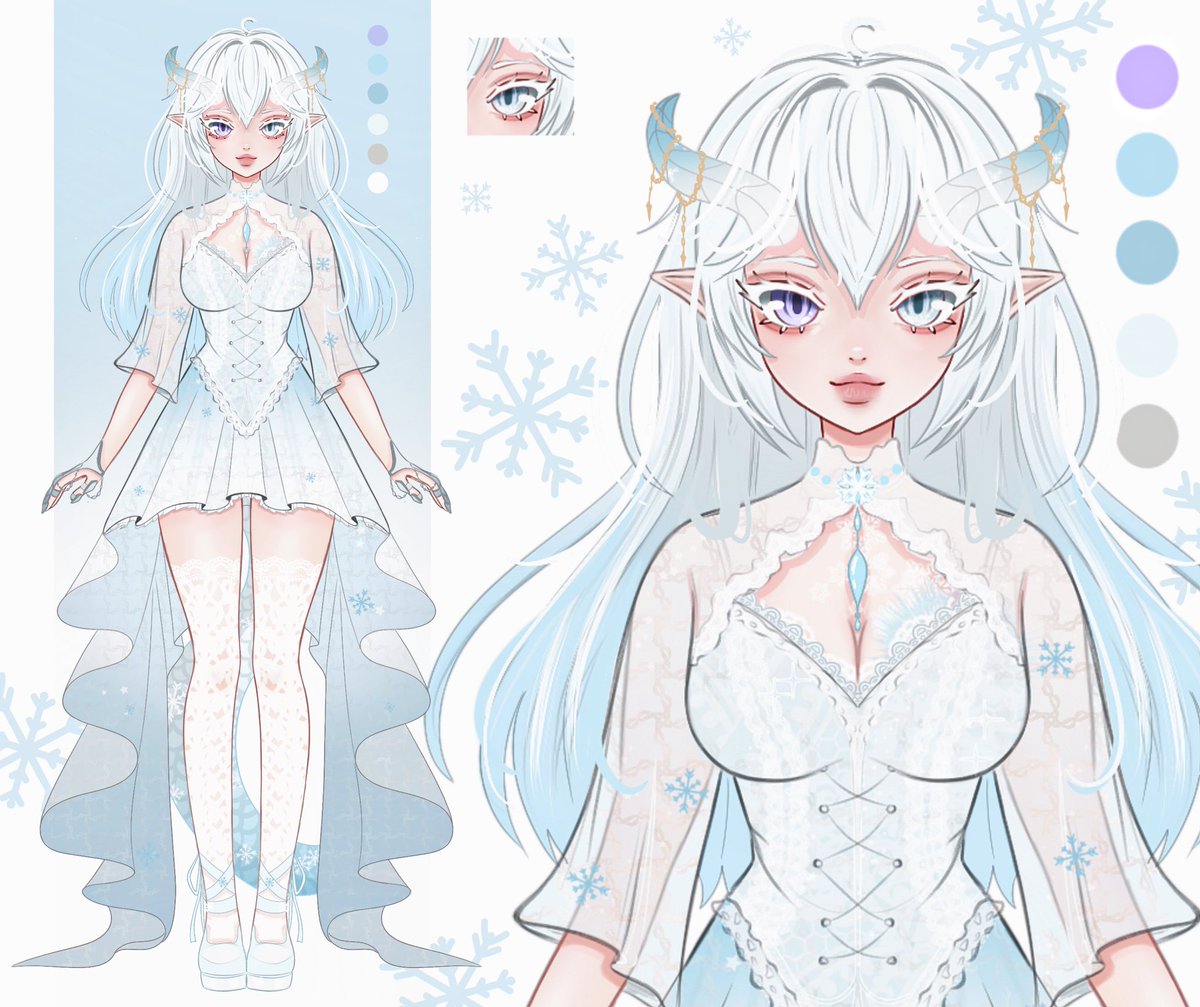 Finally catching up - So fun to do a coloured sketch design piece!! 🩵 ❄️ ~ A beautiful new character is born 🥳 thank you for trusting me with this one!