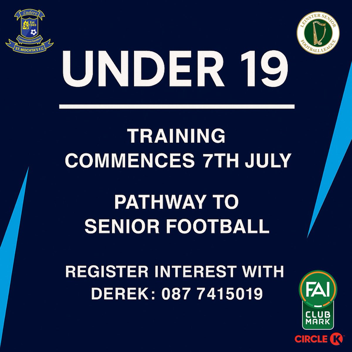 St. Mochta's FC (@stmochtasfc) on Twitter photo U19 <a href="/LSLLeague/">Leinster Senior League</a> Season 2025/26.
Pathway to Senior Football
Players born in 2007 or later.
Top quality coaching and facilities. U19 <a href="/LSLLeague/">Leinster Senior League</a> Season 2025/26.
Pathway to Senior Football
Players born in 2007 or later.
Top quality coaching and facilities.