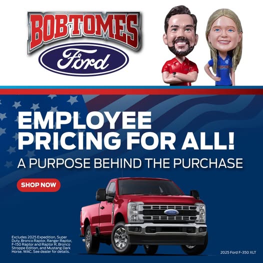 At Bob Tomes Ford, you pay what we pay–all month long! Come see us today!  🚙💨✨
 #EmployeePricing #TomesPromise #TexasFord #McKinney
