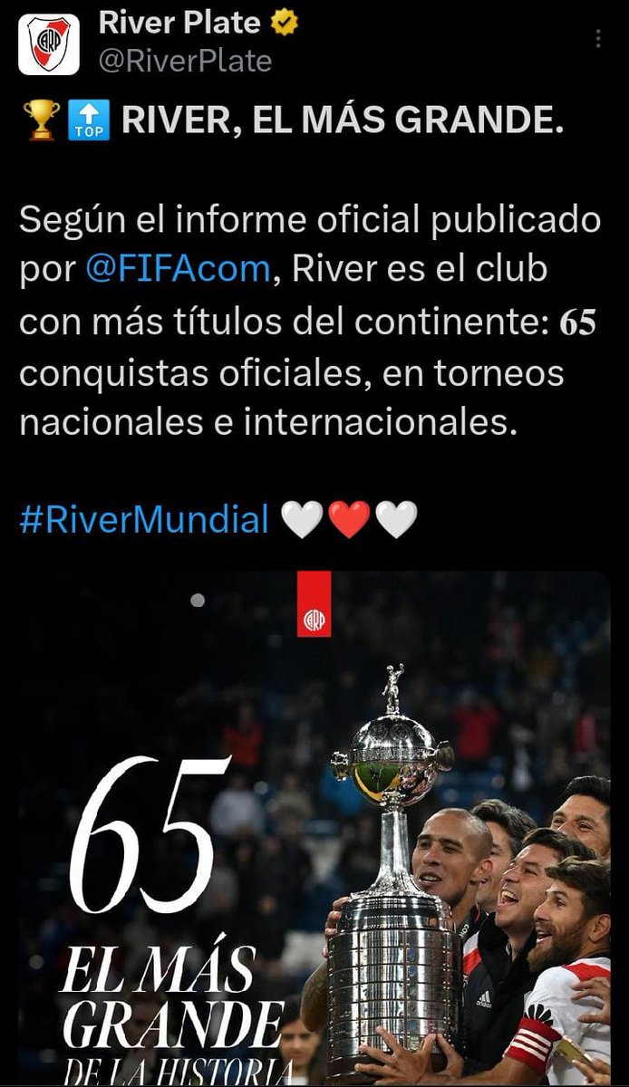 Lo peor del informe fake que sacó la FIFA es el complejo de inferioridad que maneja River, en todos los ámbitos. Y se nota bastante.