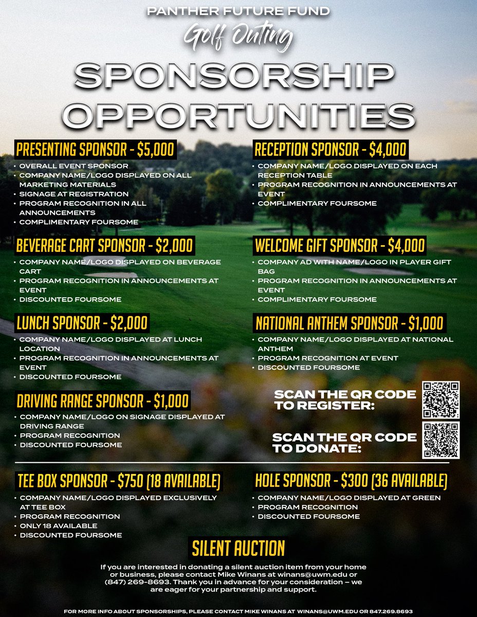 Thanks to all those who have stepped up to sponsor our Panthers Future Fund golf tournament. More needed!  Foursome can register now. Get on board and help the Panthers!!!!🔥☄️