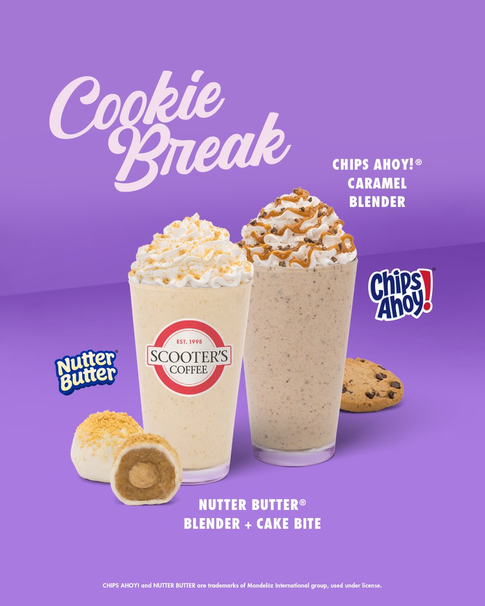 scooterscoffee's tweet image. Summer just got even SWEETER! 🍪✨🥜☀️🍑 Check out our fresh new sips and bites!
🍪 NEW CHIPS AHOY® Caramel Blender
🥜 NEW NUTTER BUTTER® Blender & Cake Bite
⚡ NEW Blended Red Bull Infusions
🫧 NEW Sparkling Floats
🍔 NEW Bacon Cheddar Sliders
☕️ Caramelicious® Crème Cold…