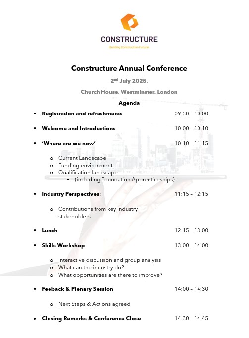 Constructure (@constructureuk) on Twitter photo Have your say! Constructure Annual Conference. Offering a potent mixture of discussion, debate and a real time workshop looking at skills developments including Foundation Apprenticeships and more. Book your place today: chris@constructure.org. Have your say! Constructure Annual Conference. Offering a potent mixture of discussion, debate and a real time workshop looking at skills developments including Foundation Apprenticeships and more. Book your place today: chris@constructure.org.