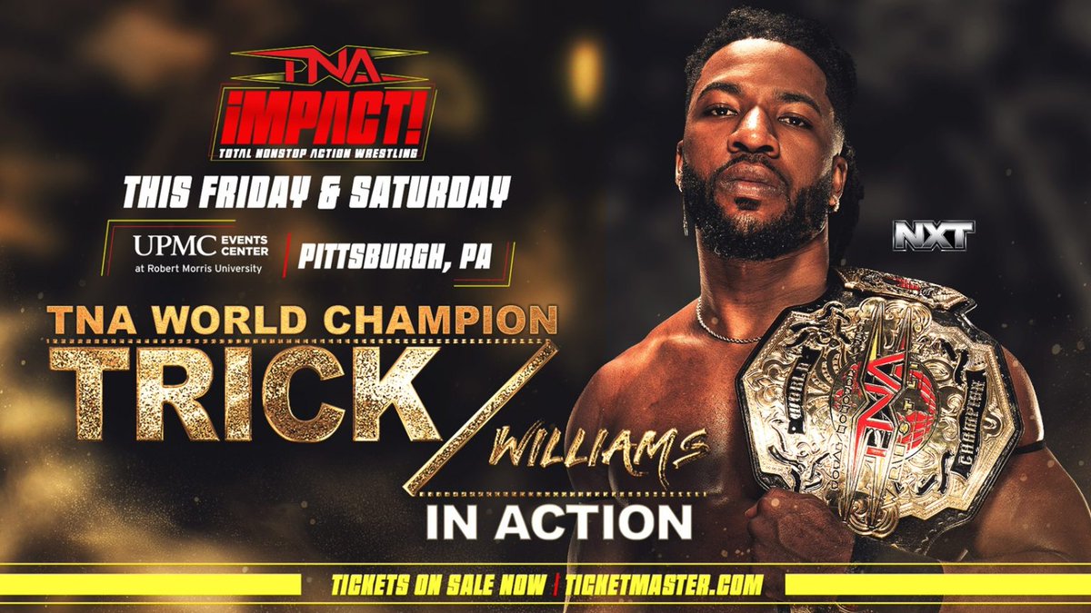 PITTSBURGH! #TNAiMPACT is coming to the UPMC Events Center this Friday and Saturday with all this action and more. 

Check out the full announced lineups: tnawrestling.com/2025/06/19/pre…