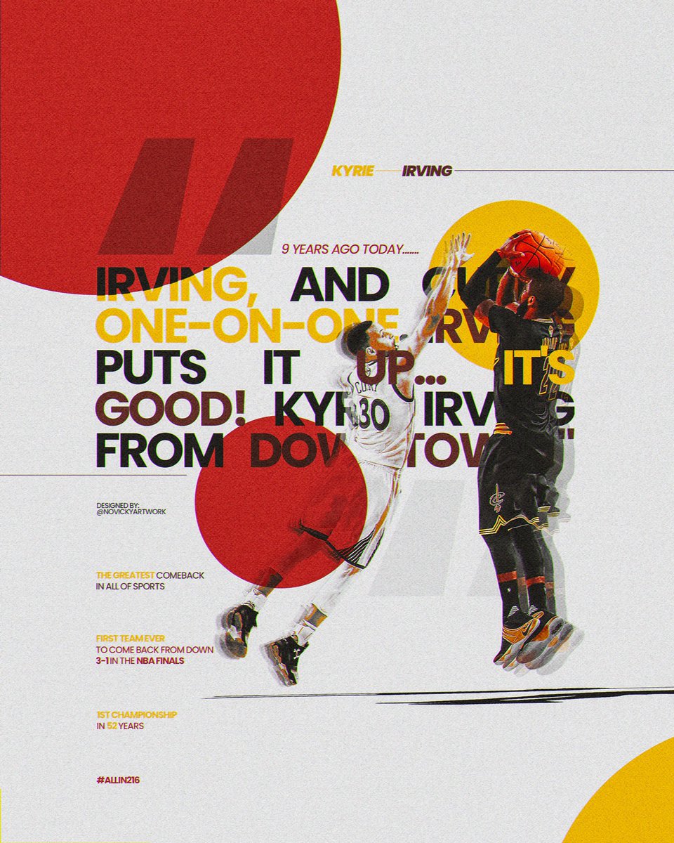 novickyartwork's tweet image. 9 years ago today,  @KyrieIrving left his mark in Cleveland sports forever 🏆

#smsports