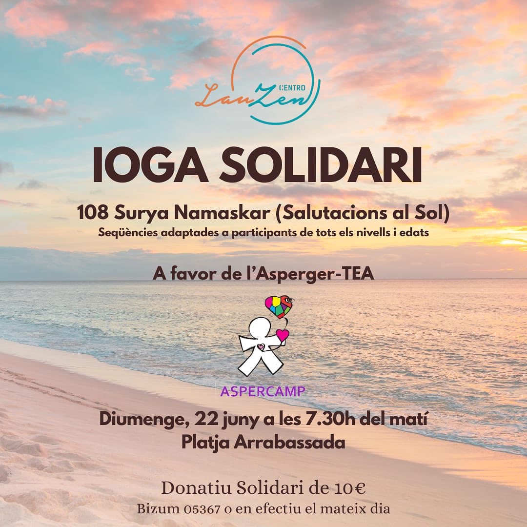 📣🧘‍♀️ IOGA SOLIDARI A LA PLATJA!
108 salutacions al sol per donar la benvinguda a l’estiu i col·laborar amb @Aspercamp 💜

📅 Dg. 22 juny · 🕢 7.30h
📍 Platja Arrabassada
💸 10€ donatiu (efectiu/Bizum 05367)
📲 Inscripcions: 603 04 16 10

#IogaSolidari #Aspercamp #Tarragona