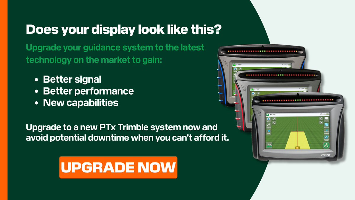 Is your display outdated? 📟

FM-750 or FM-1000 displays can’t keep up with today’s tech. Upgrade to the latest from PTx Trimble for better signal, more power, and new capabilities.

Avoid downtime + explore your options ‣ ag.ptxtrimble.com/red-and-blue