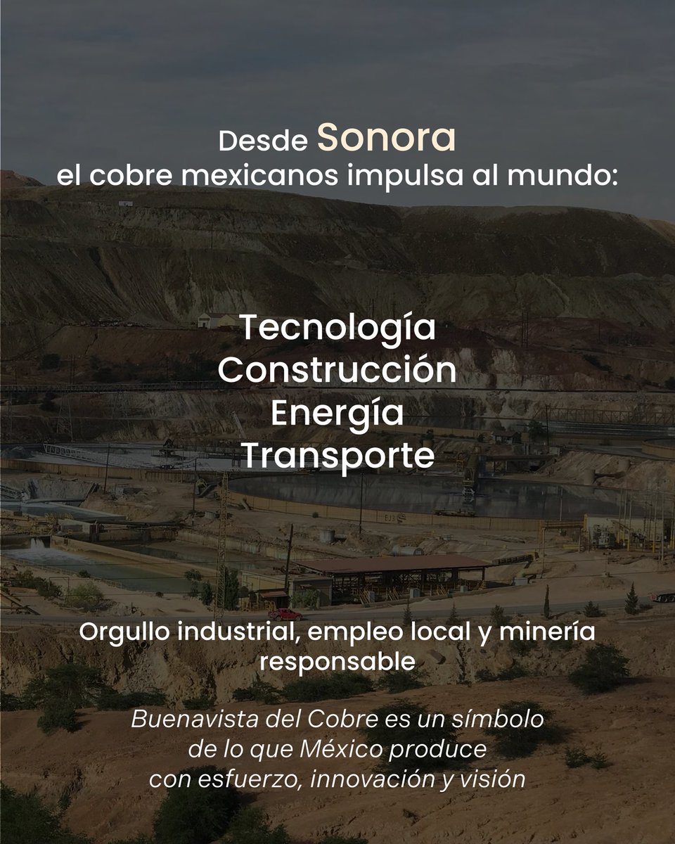 ⛏️ La mina de cobre más grande de México está en Sonora

🌎 Desde aquí, el cobre mexicano viaja al mundo para usarse en autos eléctricos, infraestructura y tecnología.

👉 Comparte este dato si no sabías que Sonora también exporta futuro.

#MineríaMexicana #BuenavistaDelCobre
