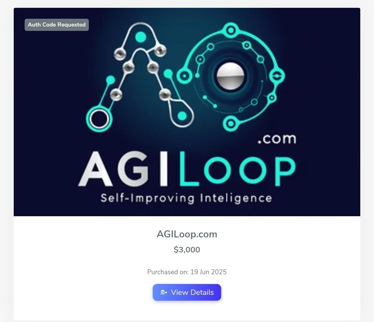 Sold AGILoop•com for $3,000 

Smooth deal wrapped up via <a href="/atomHQ/">Atom.com</a> — always a pleasure.

#TrueDomains #TrueSales