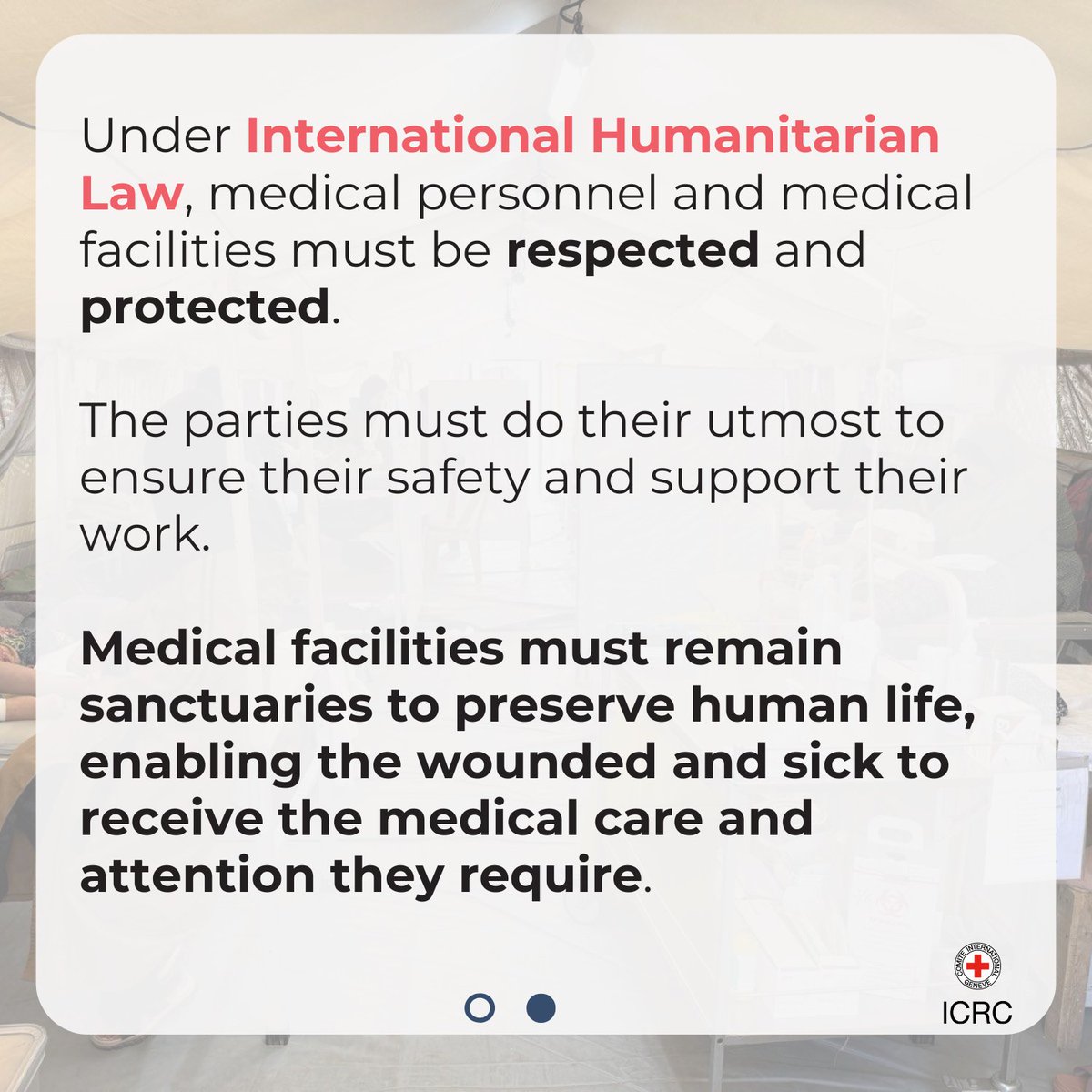 The Red Cross Field Hospital continues to respond to the urgent needs of the wounded and the sick in Gaza amid extremely difficult conditions.