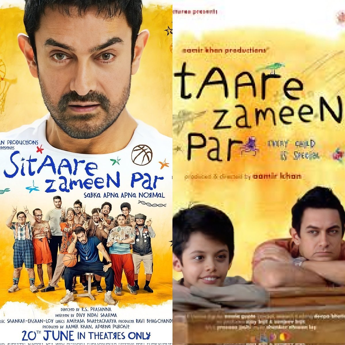 Adjoa_Dora's tweet photo. they're calling amir khan's new film #SitaareZameenPar (2025) a spiritual sibling to his 2007 film “like stars on earth” #TaareZameenPar & if that's true,
let's get our tissue boxes ready cause it hits cinemas tomorrow! https://t.co/8DYd7k2gog