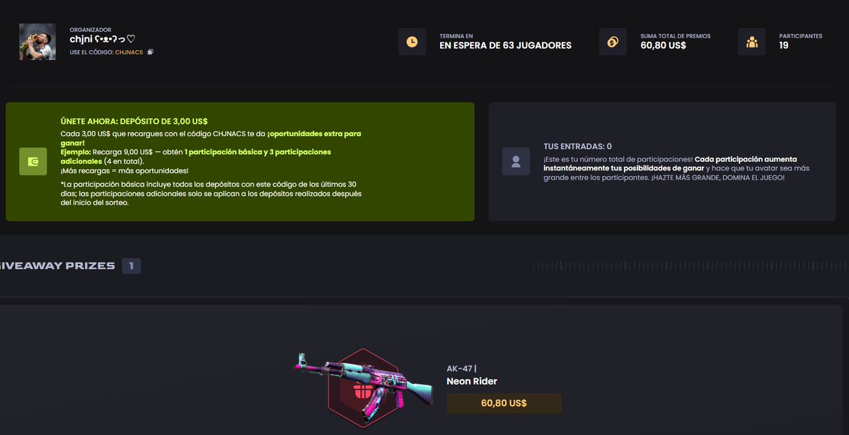 BUENASSSSSSS! no se olviden de que estoy sorteando esta akita divina en keydrop *-* cargando solo $3usd con mi codigo chjnacs podes entrar al sorteo y despues usarlos como vos quieras en la pagina :D
les dejo el linkkkkkkkkkkkk keydrop.com/giveaways/user…