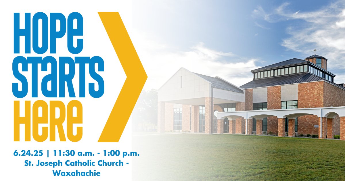 Join us for Hope Starts Here, a lunch-and-learn session explores that our programs and the work that we do. This session will take place next Tuesday, June 24, at St. Joseph Catholic Church in Waxahachie. Register today at hubs.li/Q03sSyxZ0