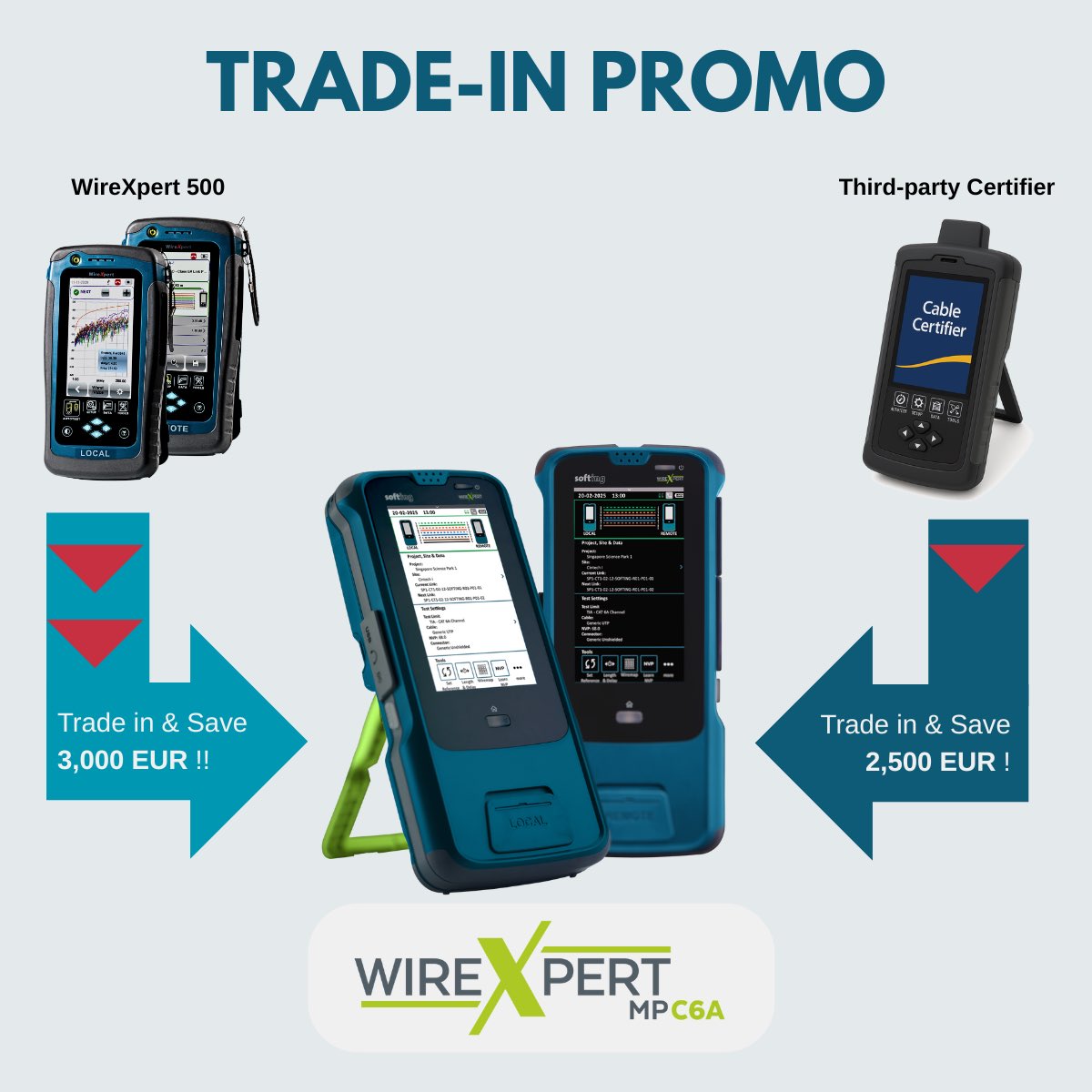 vkostarasgr's tweet image. ➡️ ATTENTION 

A chance to Trade-in your old WX or third-party tester!

Claim a huge discount for a ✨ brand new #WireXpertMP, 600MHz copper cable certifier ✨(fully upgradable for Fiber Testing on-demand)

~ Dm for a quote (Europe) ~

#certifier #cabletester #softingitnetworks
