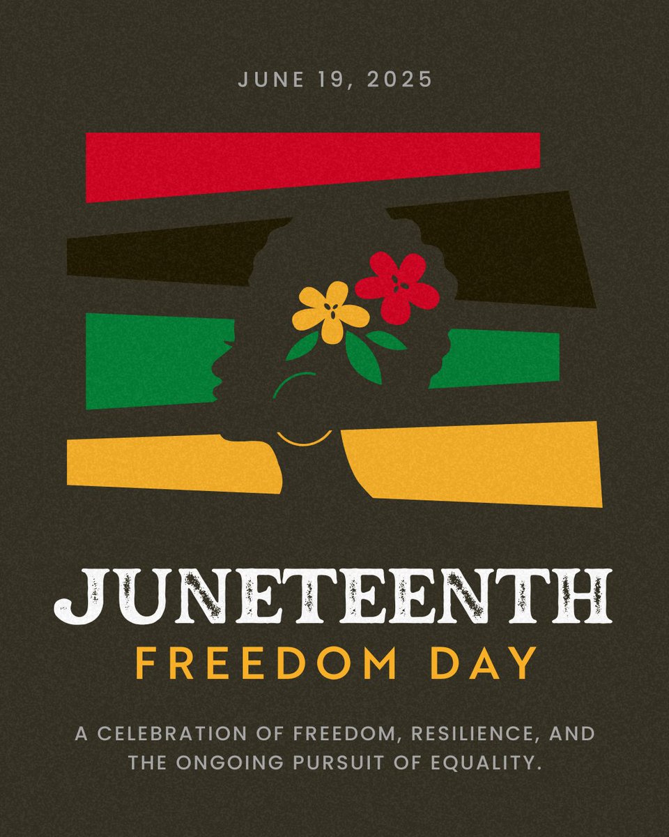 Today, we honor #Juneteenth—a celebration of freedom, resilience, and the ongoing fight for equality. Let’s take this day to reflect, learn, and stand united for a more inclusive future.

#FreedomDay #BlackHistory #CelebrateFreedom