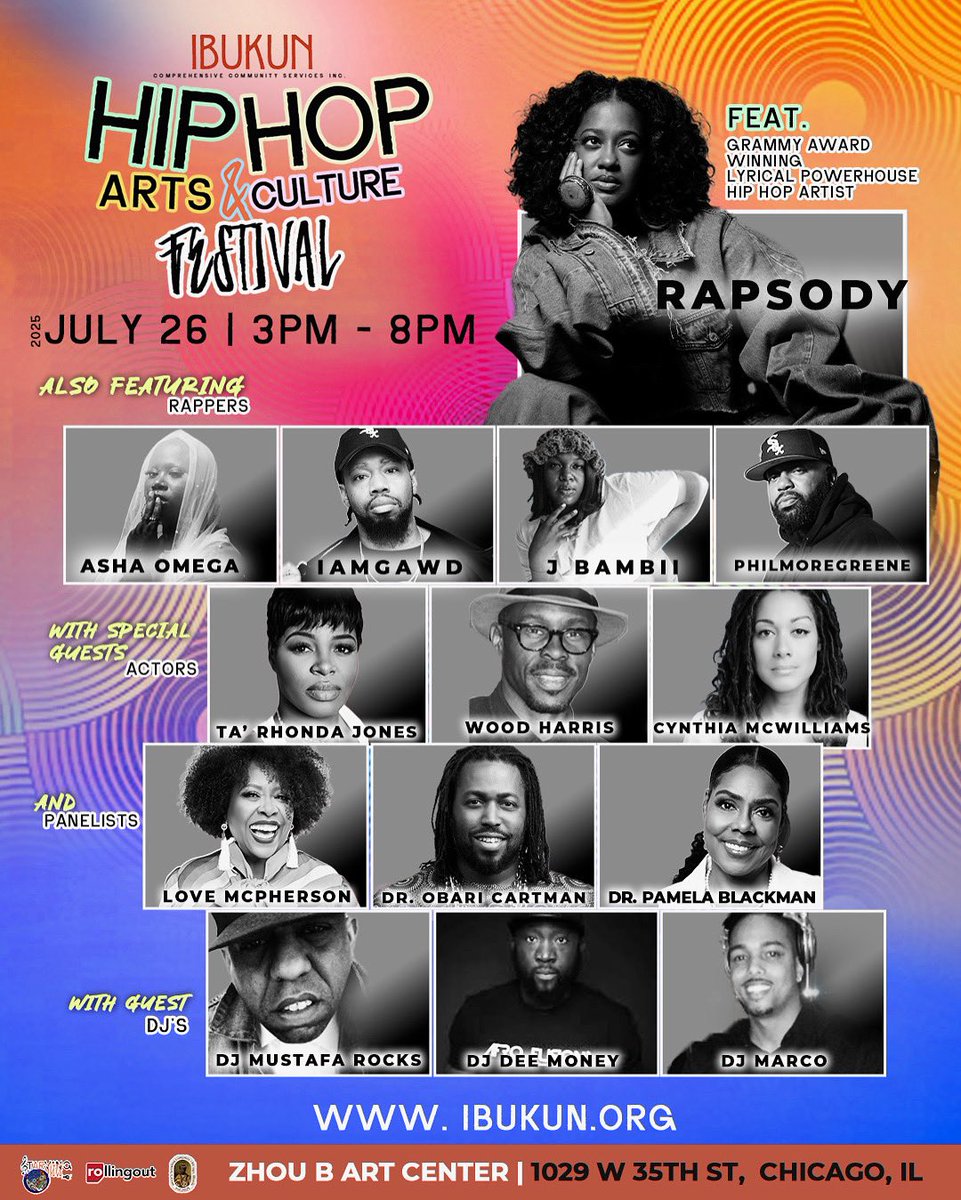 PhilmoreGreene's tweet image. On 7/26 Im honored to be showcasing my talents for a great cause and w/ a great group of ppl. Ibukun Comprehensive Community Services, Inc. presents the 2025 #HipHop #Arts & #Culture Festival — a celebration of music, culture, & community
Get Info At: ibukun.org