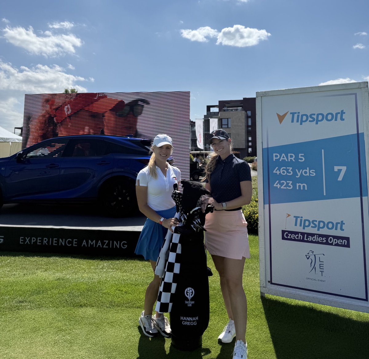 I’ve got an awesome caddie this week for the Tipsport Czech Ladies Open- she’s a local from Prague currently playing at University in the USA! Her name is Klaudie, and we both happened to show up with ⚡️ bolt earrings on. Meant to be! 
Wish us luck! 💪🔥
