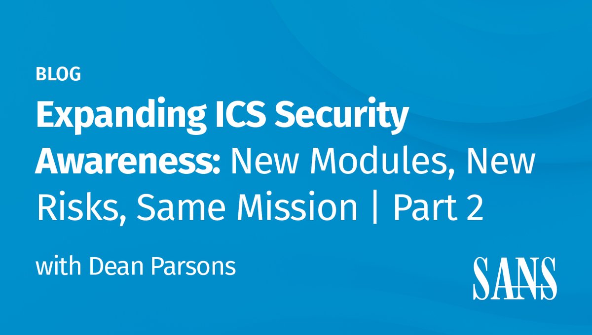 🔐 #ICS systems are more connected—and more at risk—than ever. In Part 2 of this blog series, SANS Instructor <a href="/deancybersec/">Dean Parsons</a> explores how role-based awareness training can be your strongest line of defense. 

Read the blog → sans.org/u/1Bze