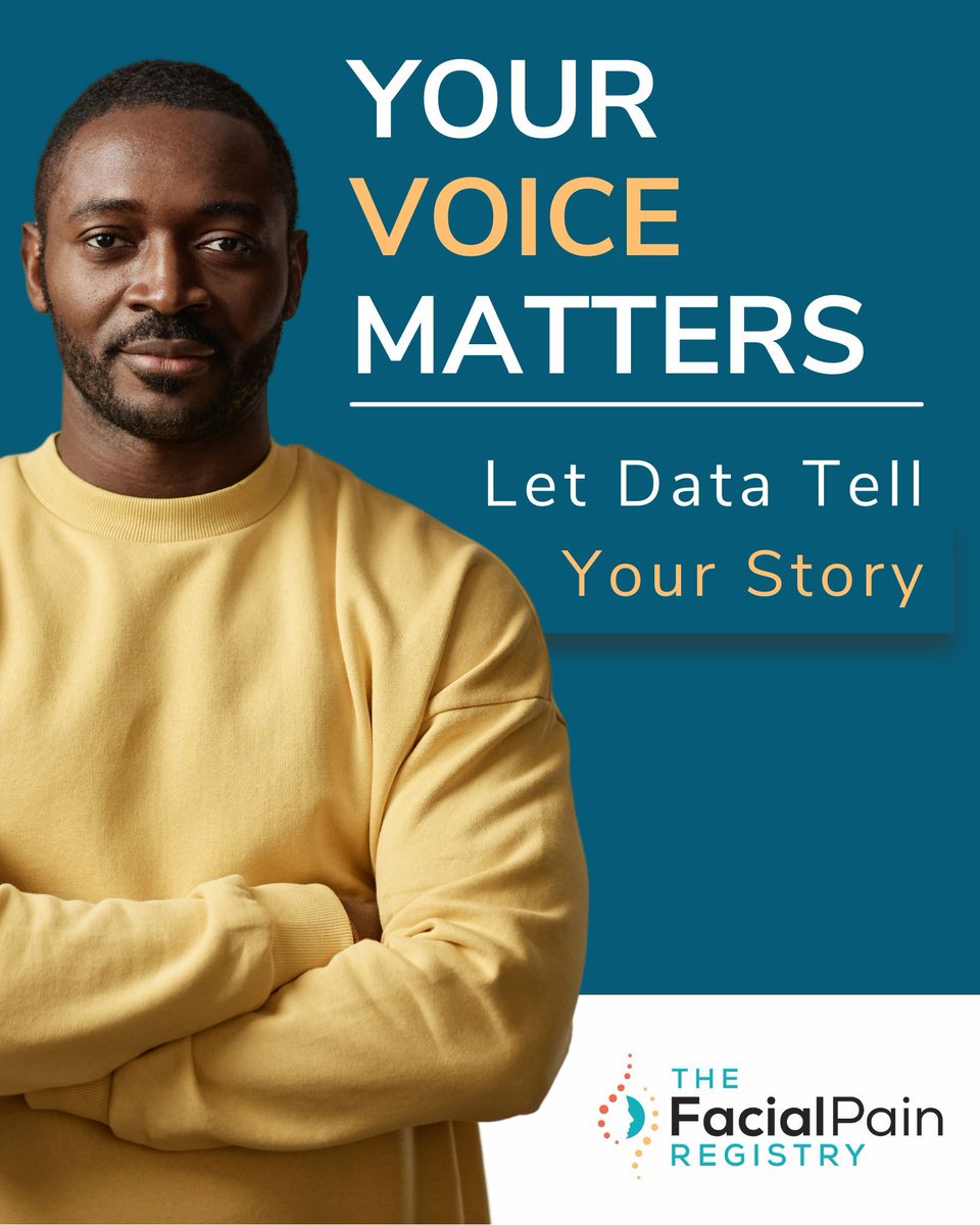 Your Voice Matters. Let Data Tell Your Story. Join the Facial Pain Registry today by visiting facepain.org/facialpainregi…  

#FacialPain #FacePain #FaceTodayTogether #PatientRegistry #FacialPainRegistry #NORD #IAMRARE #YourVoiceMatters #NeuropathicFacialPain #TrigeminalNeuralgia