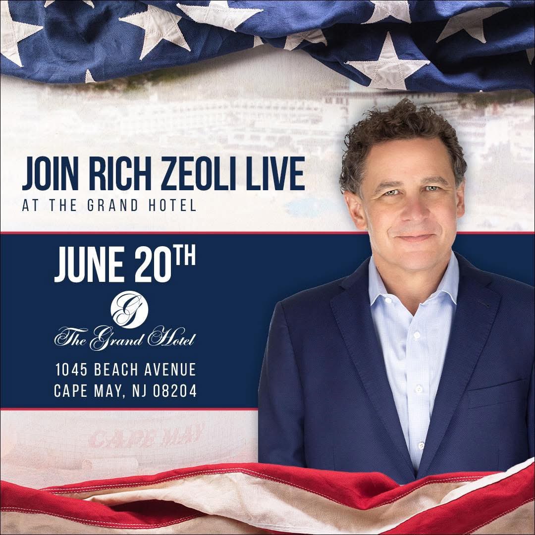 Calling on #zeoliarmy are you coming to Cape May to kick off summer? <a href="/Richzeoli/">Rich Zeoli🇺🇸</a> Live Broadcast at the Grand Hotel Cape May, tomorrow June 20th, 3-7pm