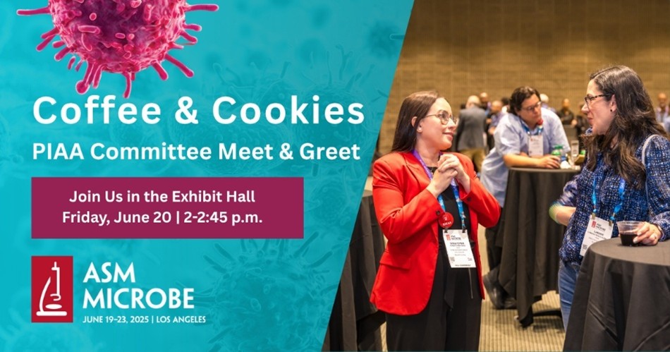 If you're at #ASMicrobe and need a pick-me-up, join the ASM's Progress, Impact, Access and Accountability (PIAA) Committee for coffee &amp; cookies on Friday, June 20 from 2-2:45 p.m. in the Exhibit Hall! Hope to see you there! 🍪asm.social/2t3