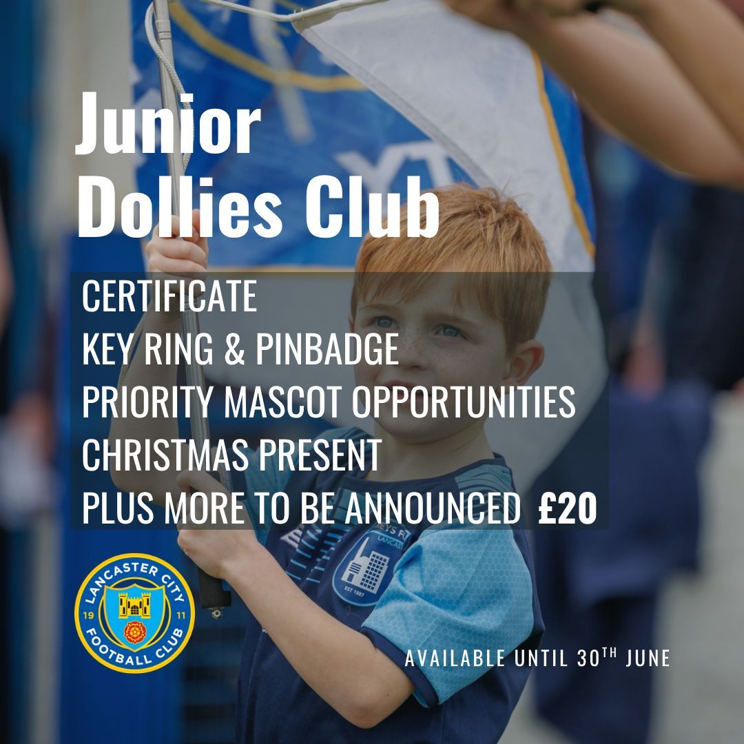 Lancaster City Football Club (@lancastercityfc) on Twitter photo ๐๐ฎ๐ง๐ข๐จ๐ซ ๐๐จ๐ฅ๐ฅ๐ข๐๐ฌ ๐๐ฅ๐ฎ๐
Early bird prices for Junior Dollies Club, ยฃ20 are available until 30th June.
๐ซ Certificate
๐ฐ Key ring & pin badge
๐ซPriority Mascot Opportunities
๐Christmas Present
Plus more to be announced!
buy online at app.fanbaseclub.com/Fan/SeasonTickโฆ ๐๐ฎ๐ง๐ข๐จ๐ซ ๐๐จ๐ฅ๐ฅ๐ข๐๐ฌ ๐๐ฅ๐ฎ๐
Early bird prices for Junior Dollies Club, ยฃ20 are available until 30th June.
๐ซ Certificate
๐ฐ Key ring & pin badge
๐ซPriority Mascot Opportunities
๐Christmas Present
Plus more to be announced!
buy online at app.fanbaseclub.com/Fan/SeasonTickโฆ