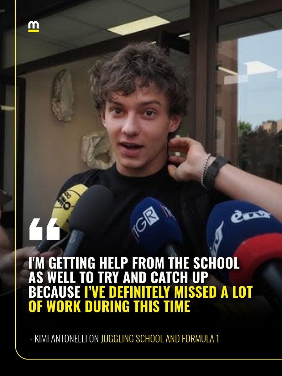 Kimi Antonelli talks about juggling school and Formula 1 following an exam ✏️ 

#Formula1