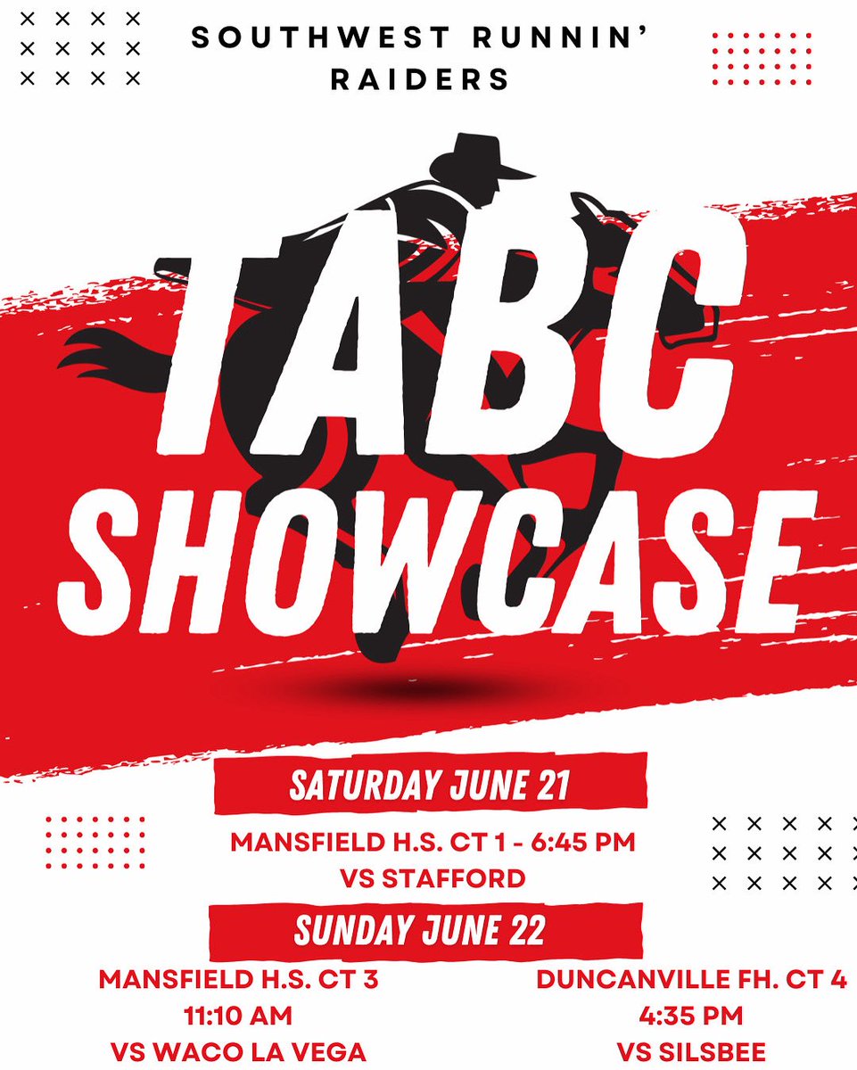 Runninโ Raiders (@southwest_bball) on Twitter photo The <a href="/Tabchoops/">๐๐ผ๐ฝ๐พ๐๐</a> Showcase is almost here! Come out this weekend and see the work that your Runninโ Raiders have been putting in all spring and summer! #DFW The <a href="/Tabchoops/">๐๐ผ๐ฝ๐พ๐๐</a> Showcase is almost here! Come out this weekend and see the work that your Runninโ Raiders have been putting in all spring and summer! #DFW