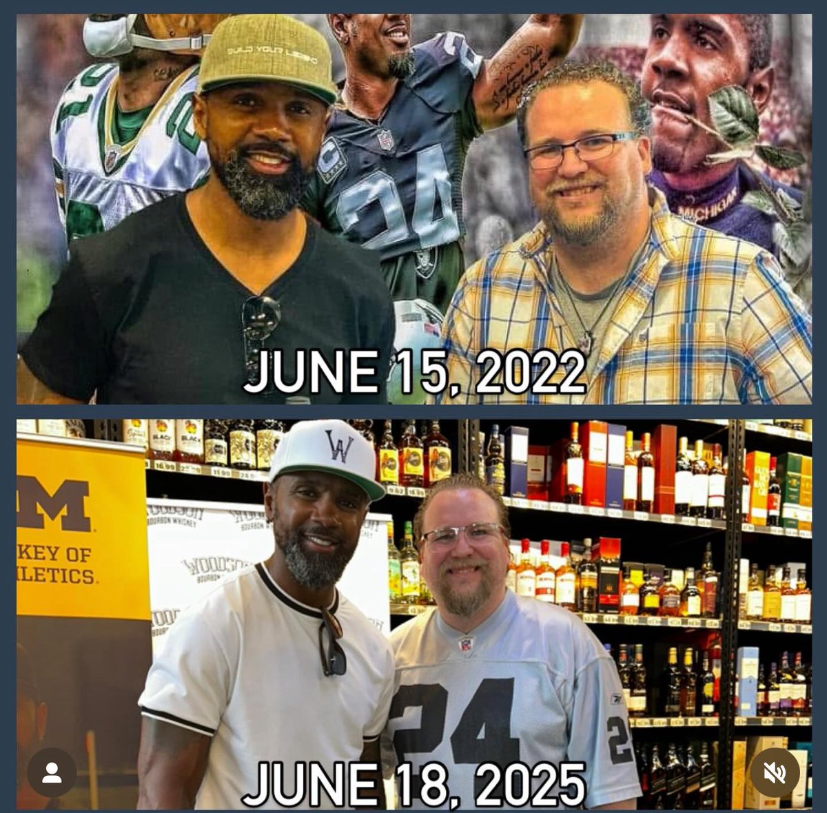 <a href="/CharlesWoodson/">Charles Woodson</a> about 3 years apart!! Great meeting you again. The 🐐