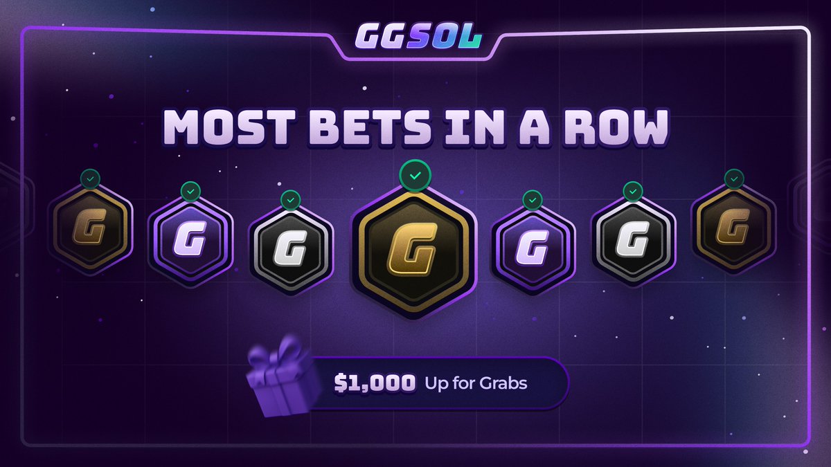 Most Bets in a Row in 24h

$1,000 Up for Grabs

Minimum Total Win: 1 SOL

🔗 ggsol.io