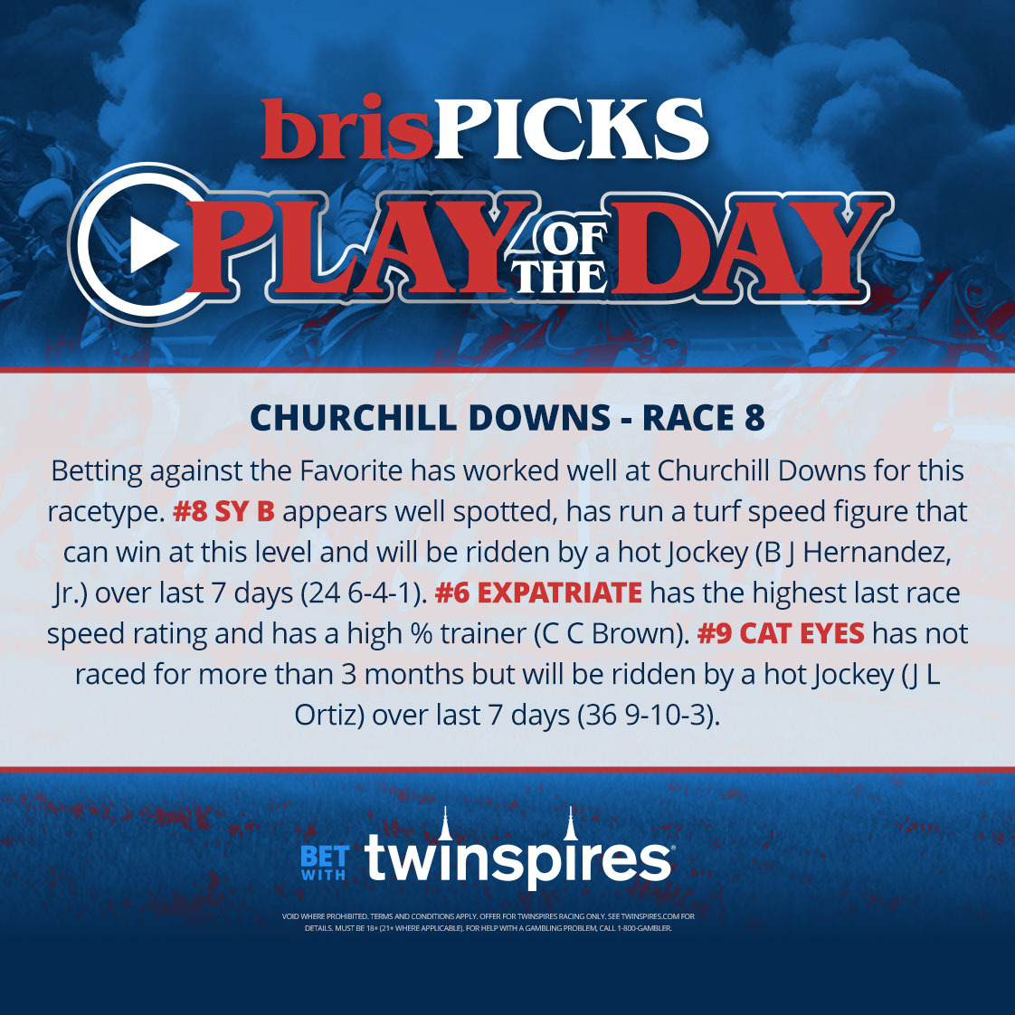 Brisnet.com (@brisnet) on Twitter photo Play race 8 at Churchill Downs with <a href="/TwinSpires/">TwinSpires Racing π</a> and get triple rewards points! π°π°
spr.ly/60174V26f Play race 8 at Churchill Downs with <a href="/TwinSpires/">TwinSpires Racing π</a> and get triple rewards points! π°π°
spr.ly/60174V26f