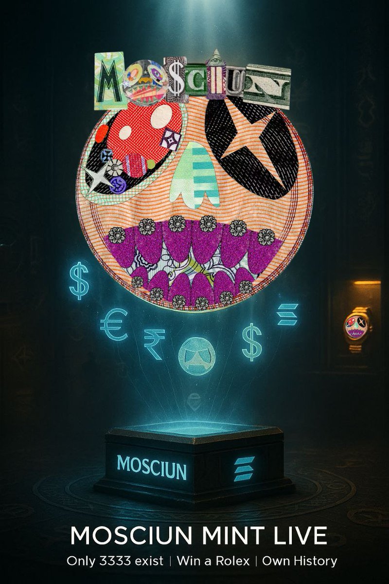 lastman3344's tweet photo. 💎 The vault has opened.

3,333 pieces of @MOSCIUN history — now live on Solana.

🔥 Win a custom Rolex
🧠 Own a 1/1 digital heirloom
💀 Only a few will unlock the vault

⚡️ Mint yours now: https://t.co/Qw02FWmRW4

 #NFTDrop #SolanaNFT #DigitalArt #MintNow #RolexHunt #Web3Art #NFTVault