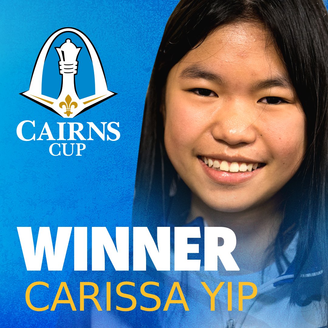 👏 Congratulations to Carissa Yip for winning the 2025 #CairnsCup, ahead of six GMs and three other IMs!  She earns $65,000 and her second grandmaster norm!