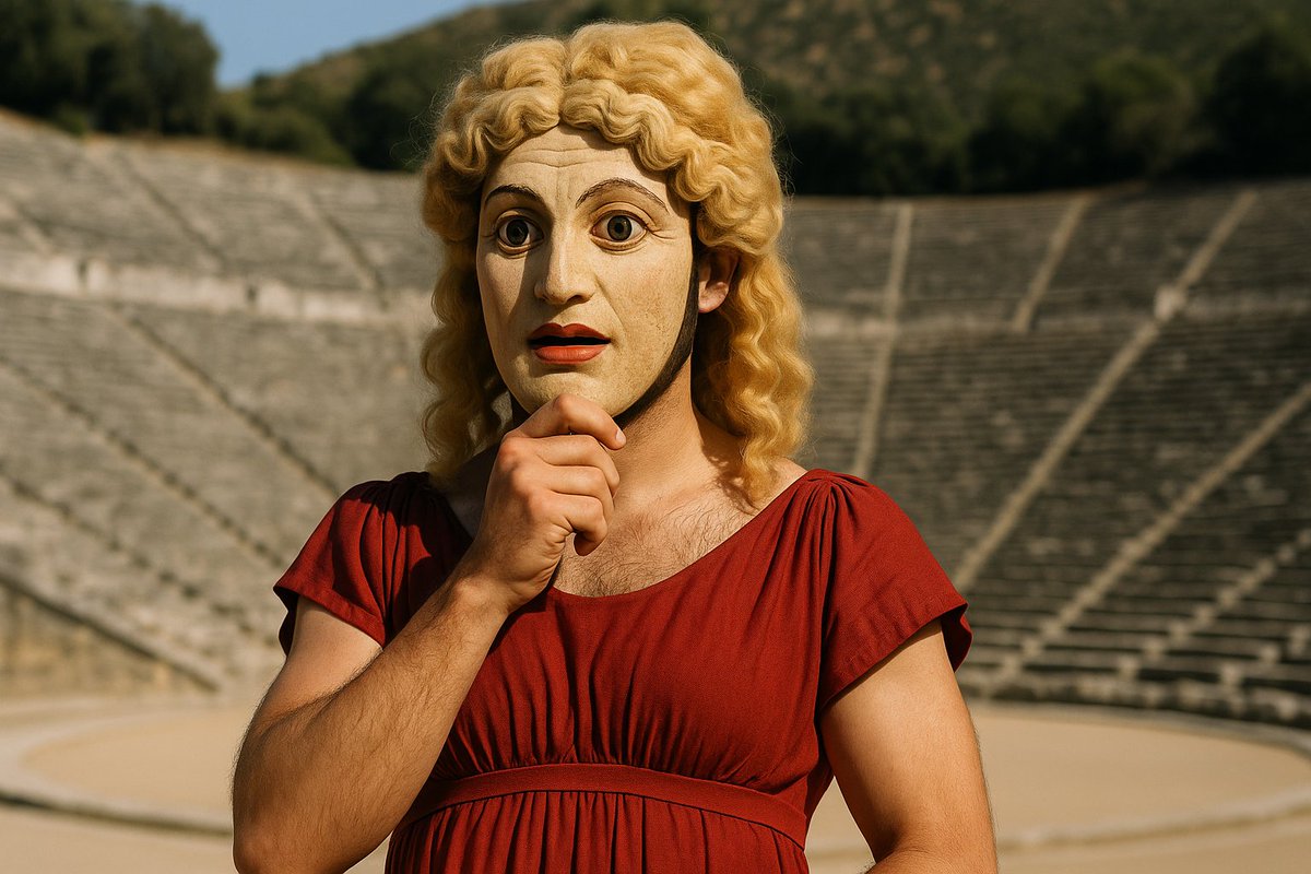 AionMagGR's tweet image. OTAN OI ΓΥΝΑΙΚΕΣ ΗΤΑΝ ΑΝΤΡΕΣ ΣΤΟ ΘΕΑΤΡΟ: Στην αρχαία Αθήνα, η Μήδεια, η Αντιγόνη, η Ιοκάστη παίζονταν από άνδρες ηθοποιούς.
Όλοι οι ρόλοι ήταν γραμμένοι για άνδρες. Ακόμη κι οι πιο θρυλικοί γυναικείοι της τραγωδίας.
Το αρχαίο ελληνικό θέατρο ήταν παιχνίδι με το φύλο.
Και το…