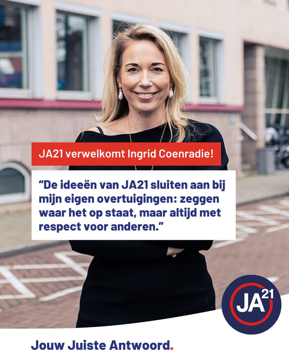 Ingrid Coenradie sluit zich aan bij JA21!

Met veel trots kondigen wij aan dat JA21 versterkt wordt door Ingrid Coenradie. Met haar bestuurlijke ervaring en resultaatgerichte aanpak gaat zij zich inzetten voor een veiliger Nederland.

Welkom Ingrid!