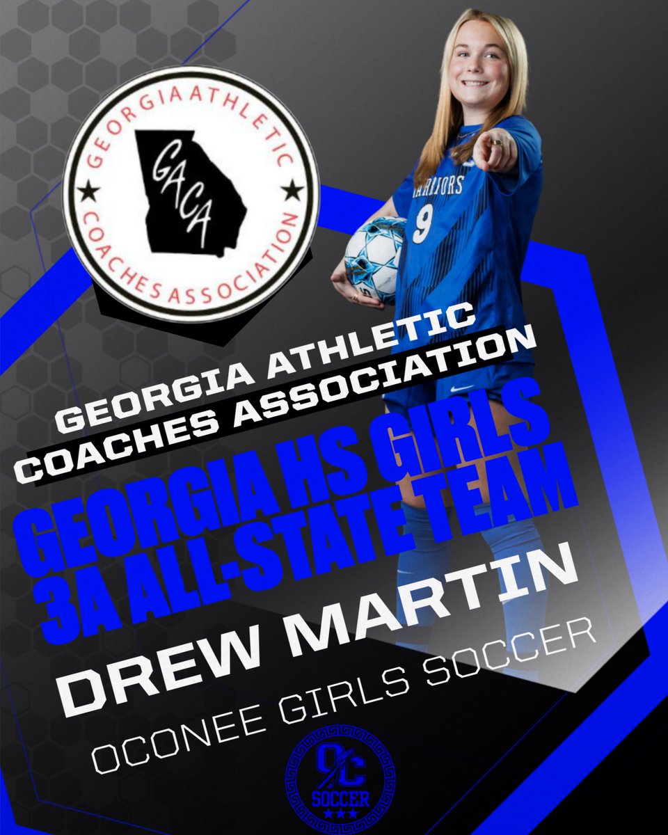 <a href="/SoccerOc/">OCHS Lady Warriors Soccer</a> Congratulations to Sophomore Forward DREW MARTIN for being named to the <a href="/GACACoaches/">Georgia Athletic Coaches Association</a> GIRLS SOCCER 3A ALL-STATE TEAM 2025. <a href="/OconeeCoSchools/">Oconee County Schools</a> <a href="/OCHS_Athletics/">OC Warrior Athletics</a> <a href="/OCWarriorSoccer/">OC Warrior Soccer</a> <a href="/OconeeSports/">Oconee Enterprise Sports</a> <a href="/onlineathens/">Athens Banner-Herald</a>