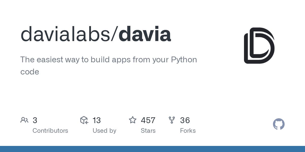 LangChainJP's tweet image. 【PythonアプリをWebアプリに数分で変換するツール「Davia」】
AIエージェントやデータドリブンな内部ツールを対話的なWebアプリケーションに変換するツール。
主な特徴:
• フロントエンドコードを書く必要がなくUIが自動生成
• FastAPI上に構築され、既存のFastAPIアプリとの統合が可能
•…