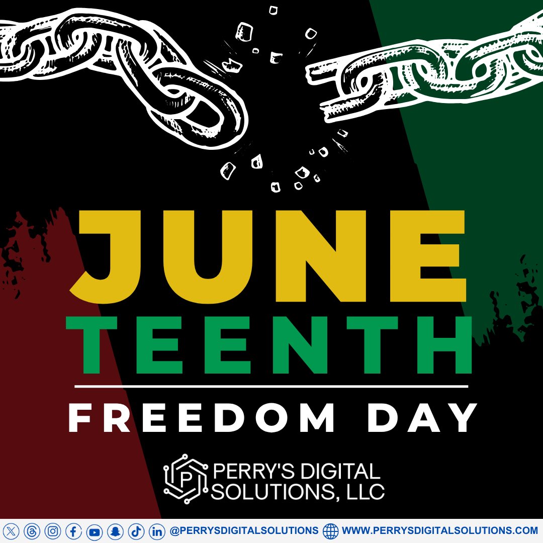 We here at Perry's Digital Solutions, LLC recognizes and celebrates Juneteenth as the nationally recognized holiday it is. Let us remember and respect this time in history as not only African American History but American History. Happy Juneteenth!

#juneteenth #juneteenth2025