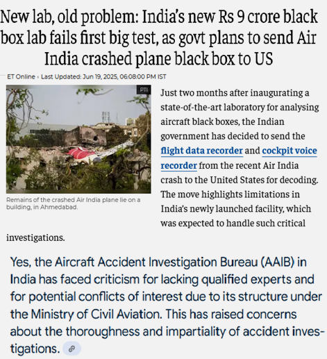The best of equipment &amp; facilities can become garbage in the hands of INCOMPETENT. Thats the feature of every ministry under @NarendraModi &gt; INCOMPETENCE, CASTEISM, CORRUPTION.. And so the nitwits cant decode the BlackBox of #AI171 with the latest lab.. x.com/mediacrooks/st…