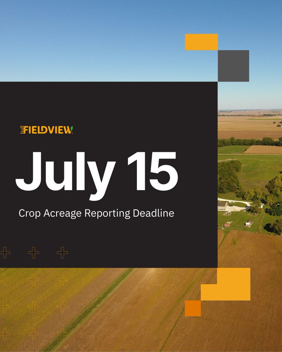 FieldView (@fieldview) on Twitter photo 🚨 Crop acreage reporting deadline = July 15 in most counties.
FieldView partners with <a href="/FMHins/">Farmers Mutual Hail Insurance</a>, <a href="/MyAgData/">MyAgData</a> & Great American Insurance Group to help get your data where it needs to go — fast.
Fewer clicks. Less stress. More time in the field.
Learn more: spr.ly/60184rhWu 🚨 Crop acreage reporting deadline = July 15 in most counties.
FieldView partners with <a href="/FMHins/">Farmers Mutual Hail Insurance</a>, <a href="/MyAgData/">MyAgData</a> & Great American Insurance Group to help get your data where it needs to go — fast.
Fewer clicks. Less stress. More time in the field.
Learn more: spr.ly/60184rhWu
