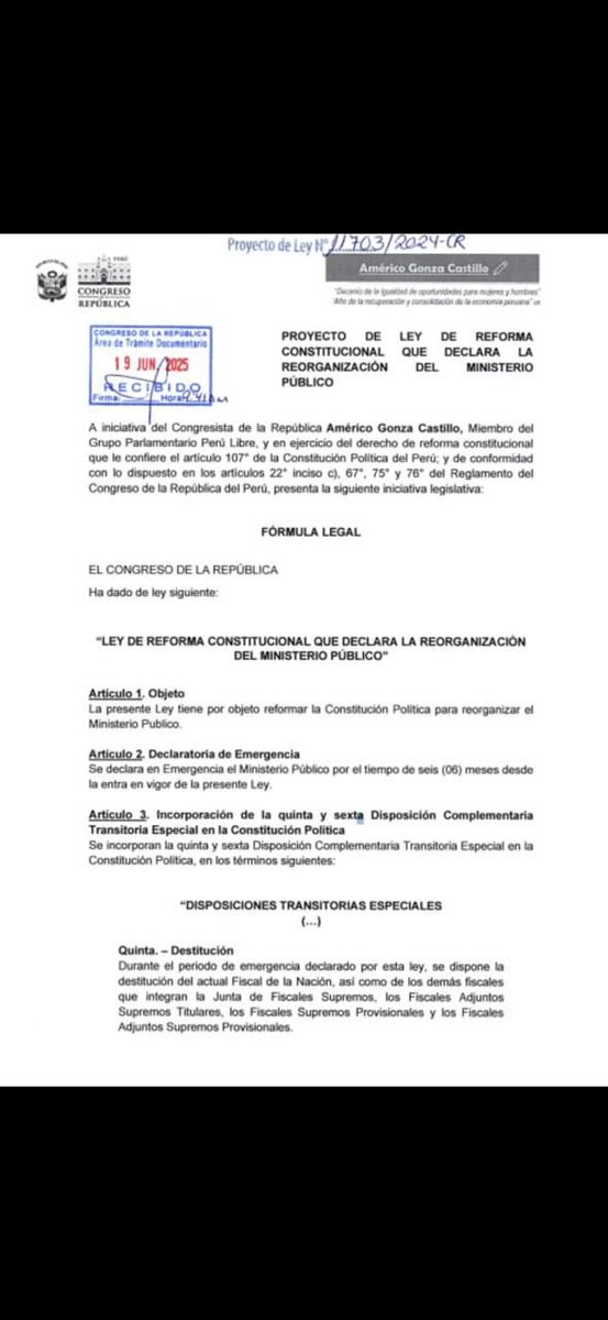 diego manarelli (@manarellidiego) on Twitter photo CONGRESO PRESENTA PROYECTO DE LEY PARA REORGANIZAR LAS <a href="/FiscaliaPeru/">Ministerio Público</a>
DECLARA EN EMERGENCIA POR 6 MESES
Y PIDE LA DESTITUCIÓN INMEDIATA DE DELIA ESPINOZA LOS FISCALES SUPREMOS FISCALES ADJUNTOS SUPREMO TITULARES, SUPREMOS PROVINCIALES Y FISCALES ADJUNTOS PROVINCIALES CONGRESO PRESENTA PROYECTO DE LEY PARA REORGANIZAR LAS <a href="/FiscaliaPeru/">Ministerio Público</a>
DECLARA EN EMERGENCIA POR 6 MESES
Y PIDE LA DESTITUCIÓN INMEDIATA DE DELIA ESPINOZA LOS FISCALES SUPREMOS FISCALES ADJUNTOS SUPREMO TITULARES, SUPREMOS PROVINCIALES Y FISCALES ADJUNTOS PROVINCIALES