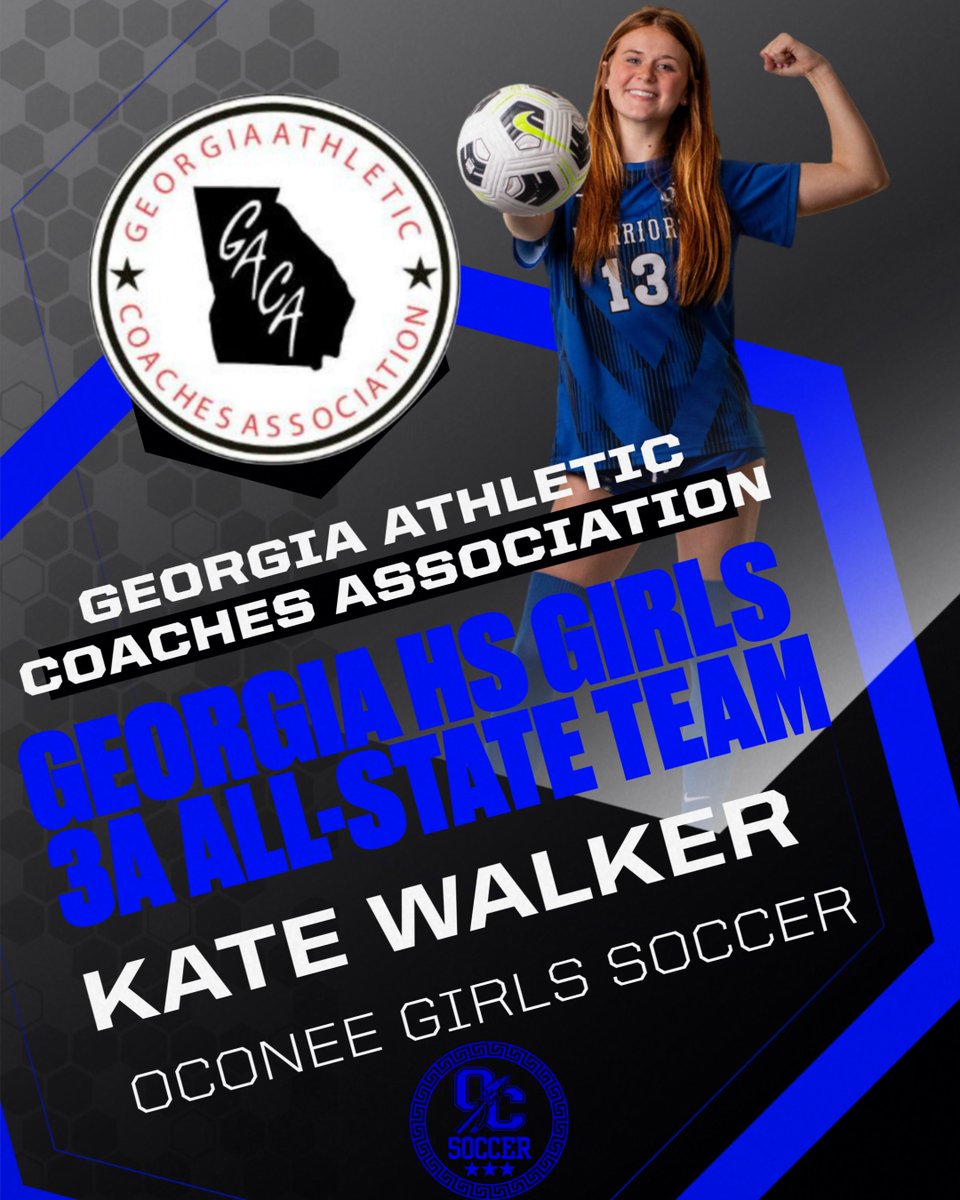 <a href="/SoccerOc/">OCHS Lady Warriors Soccer</a> Congratulations to Senior Defender/MF KATE WALKER for being named to the <a href="/GACACoaches/">Georgia Athletic Coaches Association</a> GIRLS SOCCER 3A ALL-STATE TEAM 2025. <a href="/OconeeCoSchools/">Oconee County Schools</a> <a href="/OCHS_Athletics/">OC Warrior Athletics</a> <a href="/OCWarriorSoccer/">OC Warrior Soccer</a> <a href="/OconeeSports/">Oconee Enterprise Sports</a> <a href="/onlineathens/">Athens Banner-Herald</a>